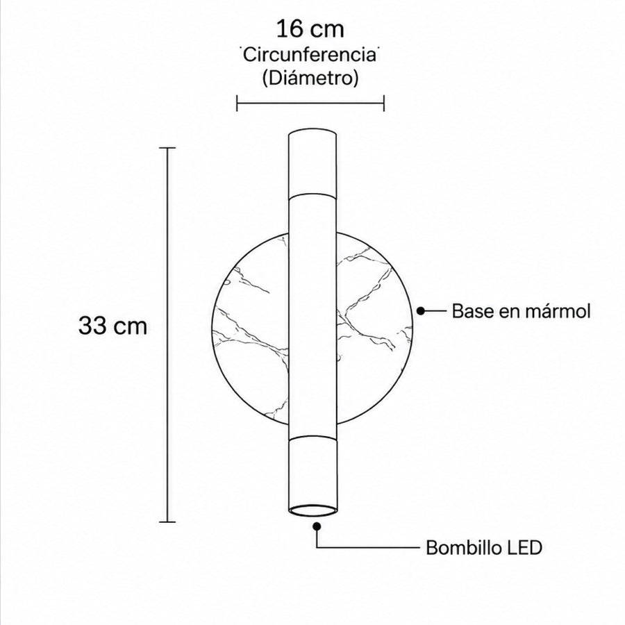 Plano técnico Lámpara de Pared 2 Luces Minimalista Milano M32 Negro Stone
