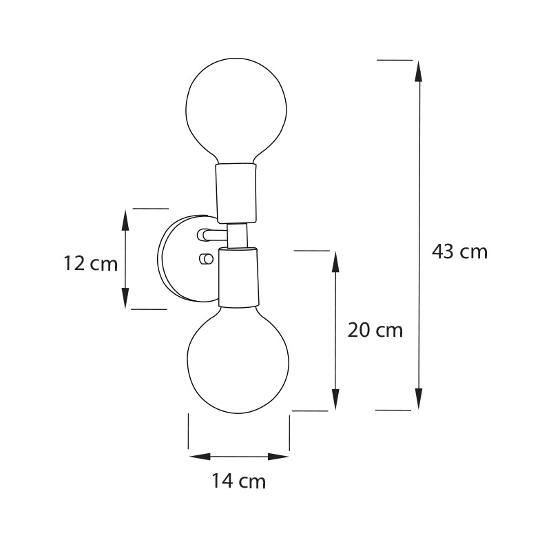 Plano técnico Lámpara de pared 2 luces Clásica Concord