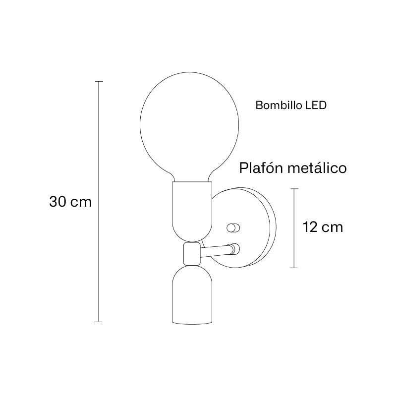 Plano técnico Lámpara de Pared 1 Luz Moderna Concord GU10 Negro