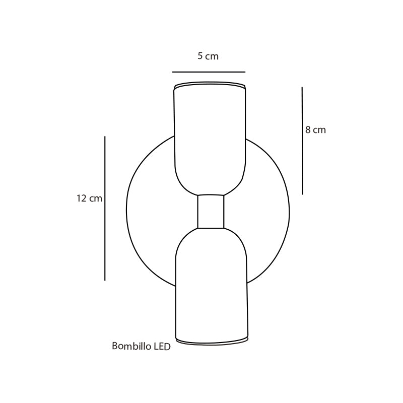 Plano técnico Lámpara de pared 2 luces Moderna Lima Bronce