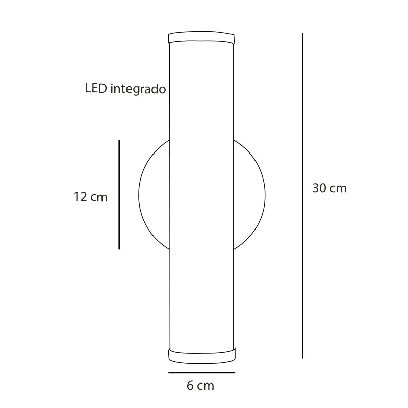 Plano técnico Lámpara de Pared 1 Luz Moderna Torino Line Negro