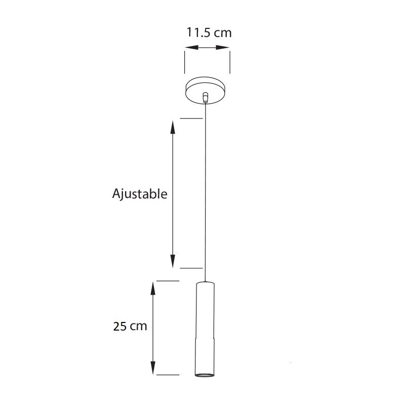 Plano técnico Lámpara Colgante 1 Luz Industrial Milano 25