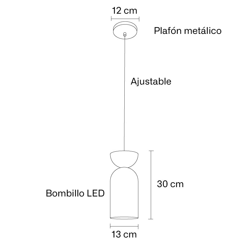 Plano técnico Lámpara Colgante 1 Luz Industrial Valencia