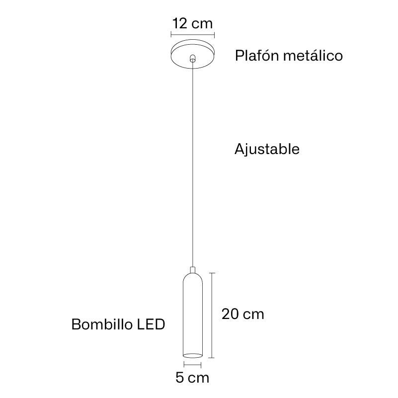 Plano técnico Lámpara Colgante 1 Luz Minimalista Bali