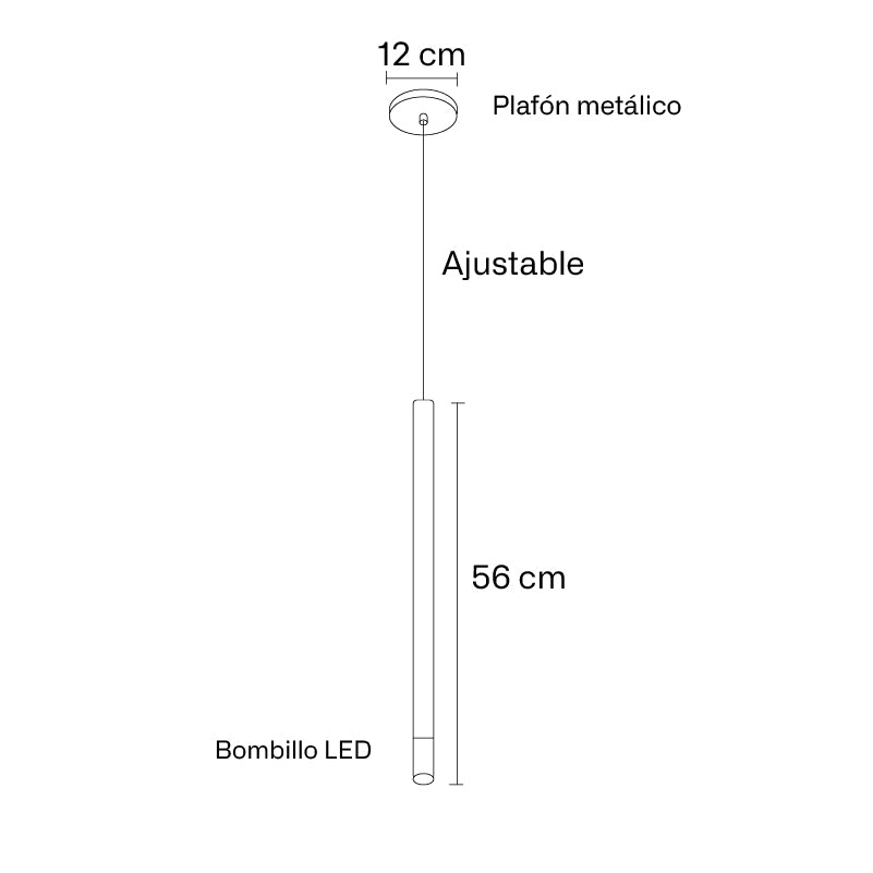 Plano técnico Lámpara Colgante 1 Luz Moderna Milano M56