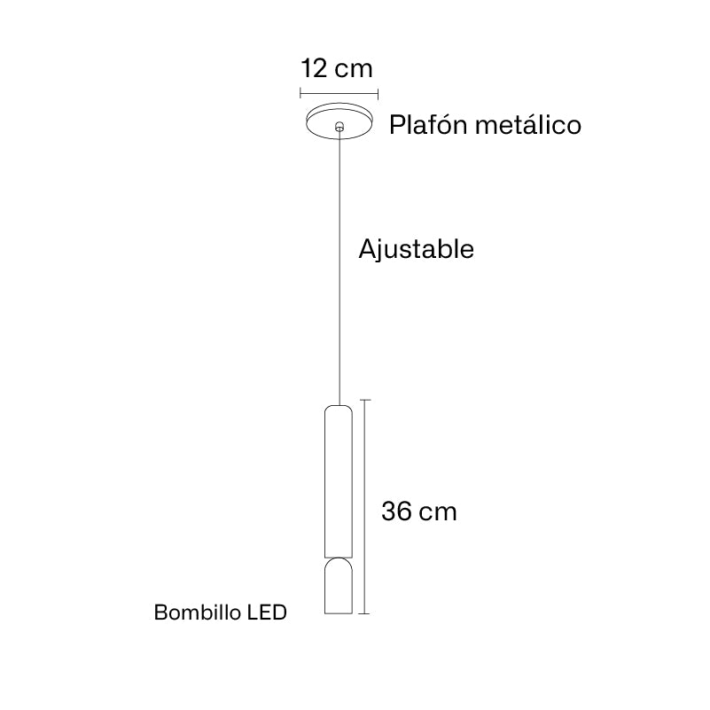 Plano técnico Lámpara Colgante 1 Luz Moderna Hamburgo GU10
