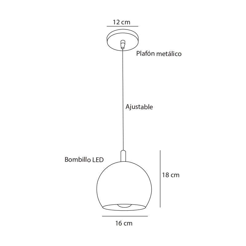 Plano técnico Lámpara Colgante 1 Luz Minimalista Cosmopolitan