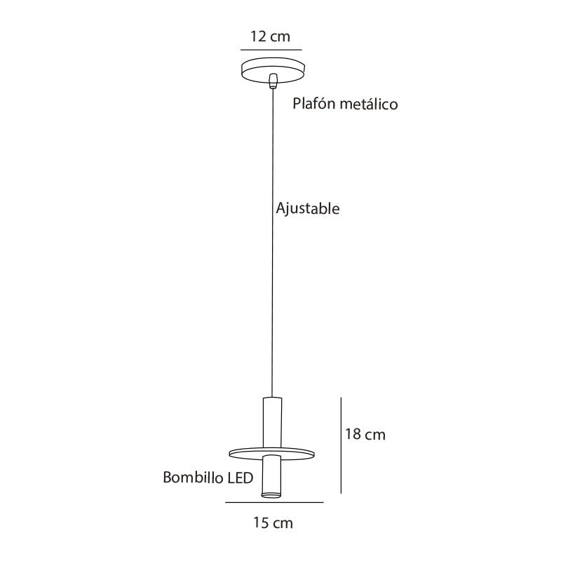 Plano técnico Lámpara Colgante 1 Luz Minimalista Milano M16