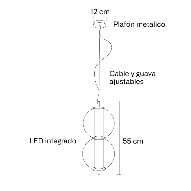 Plano técnico Lámpara Colgante 2 Luces Moderna Crosfera