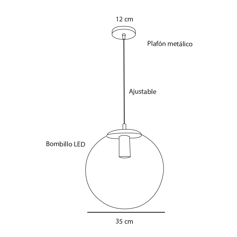 Plano técnico Lámpara Colgante 1 Luz Elegante Bow B35 GU10