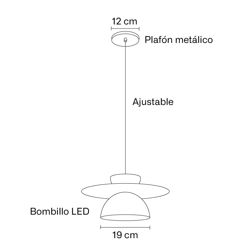 Plano técnico Lámpara Colgante 1 Luz Moderna Lenon