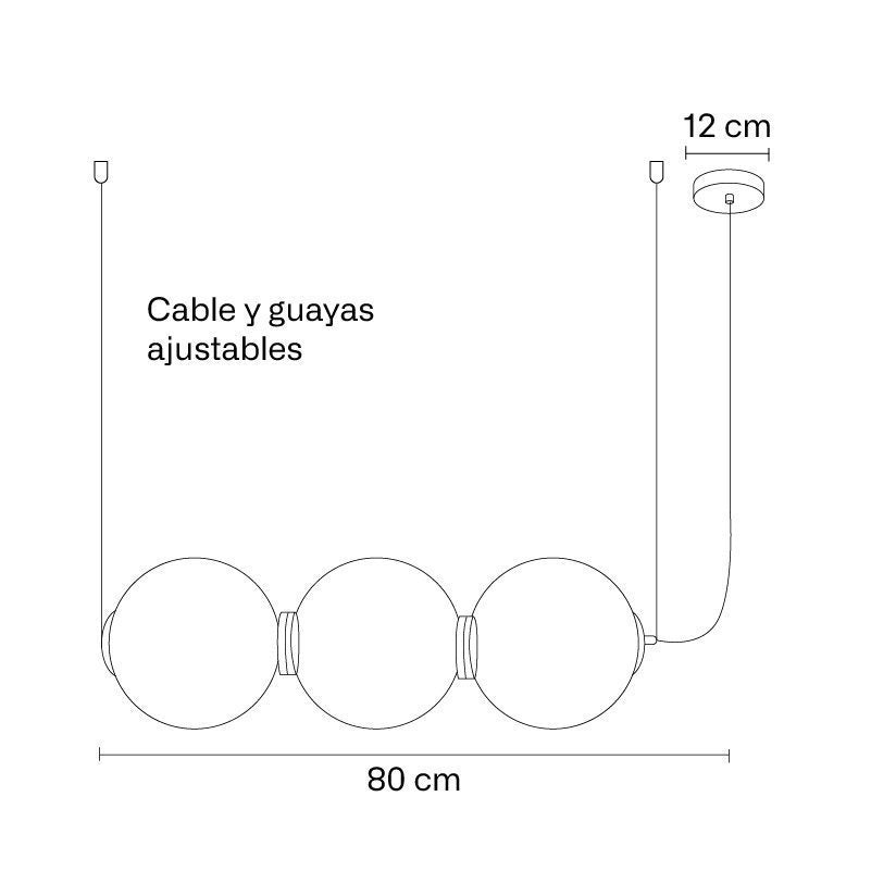 Plano técnico Lámpara Colgante 3 luces Moderna Crosfera
