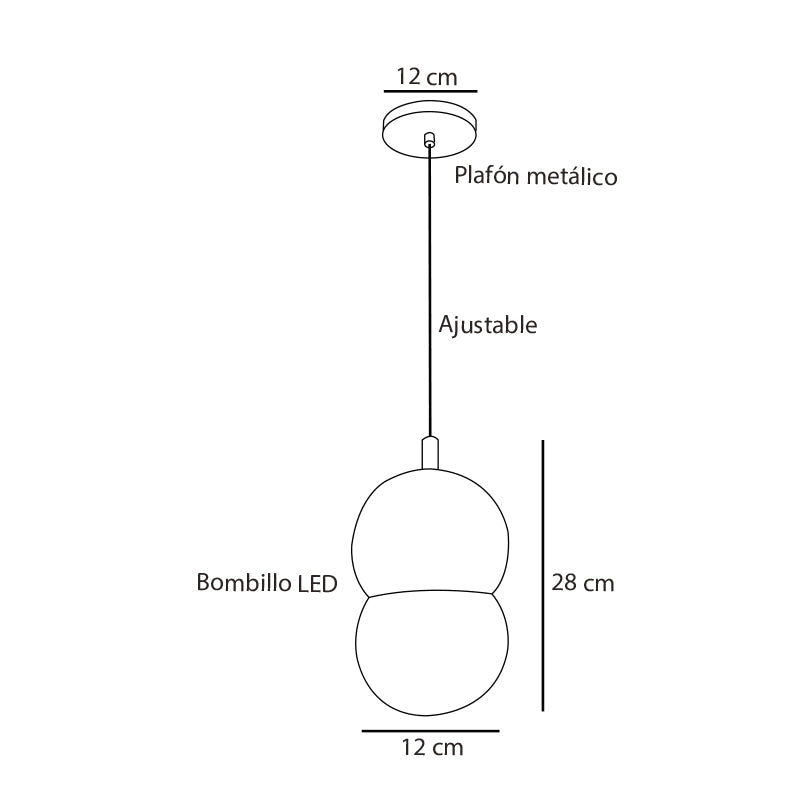 Plano técnico Lámpara Colgante 1 Luz Elegante Cosmopolitan B12