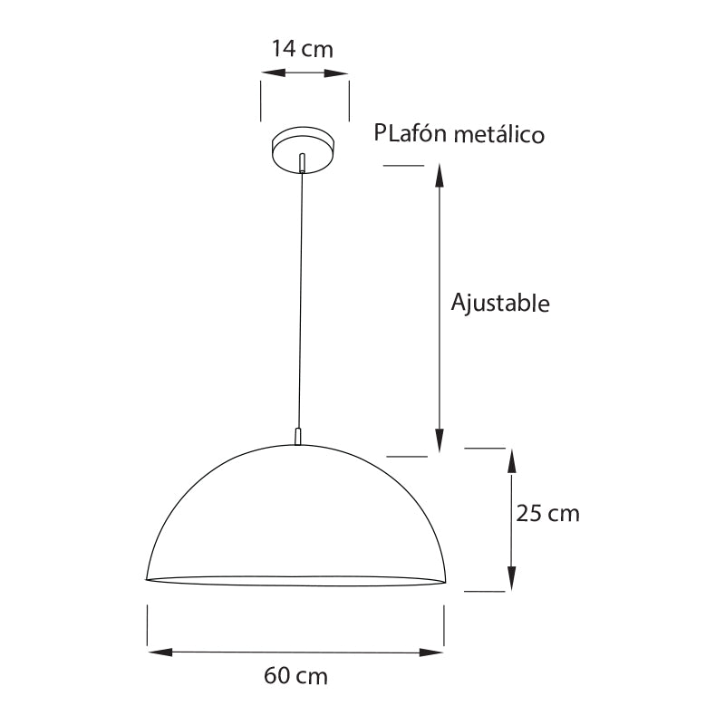 Plano técnico Lámpara Colgante 1 Luz Industrial Italia Grande