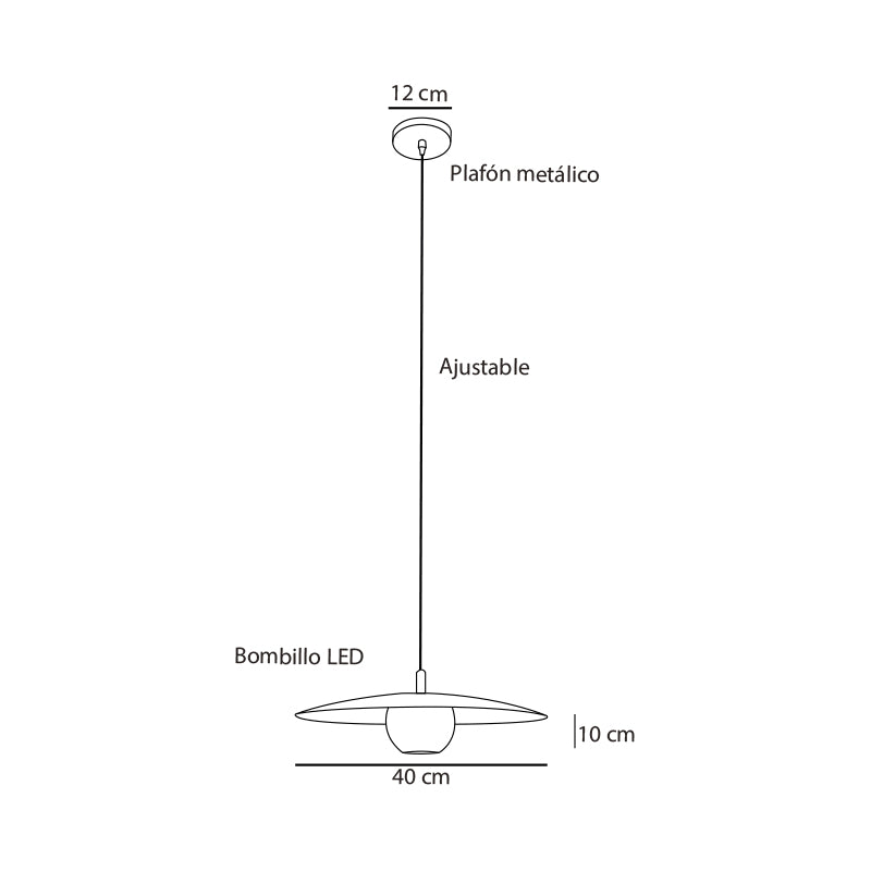 Plano técnico Lámpara Colgante 1 Luz Moderna Meridiano