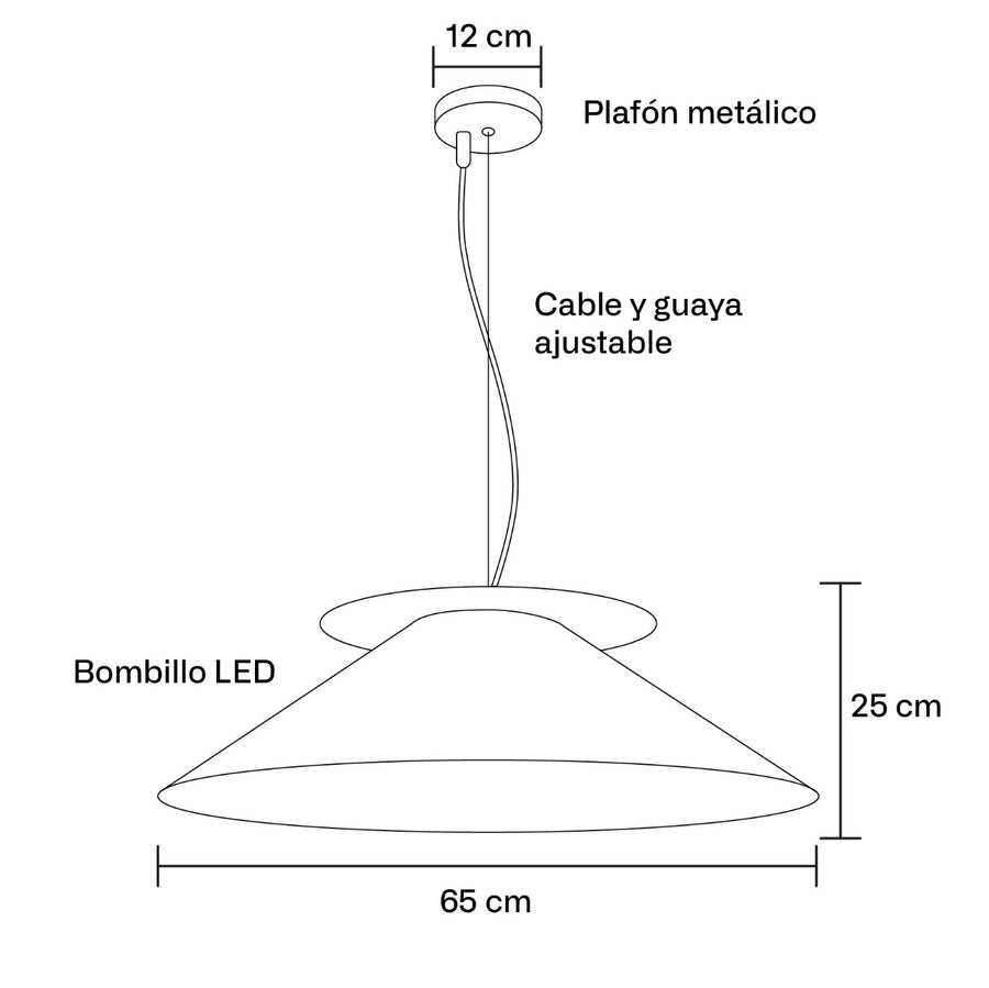 Plano técnico Lámpara Colgante 1 Luz Moderna Singapur