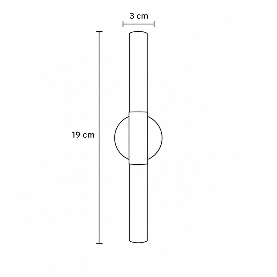 Plano técnico Lámpara de Pared 2 Luces Minimalista  Milano M47 DF NEGRO