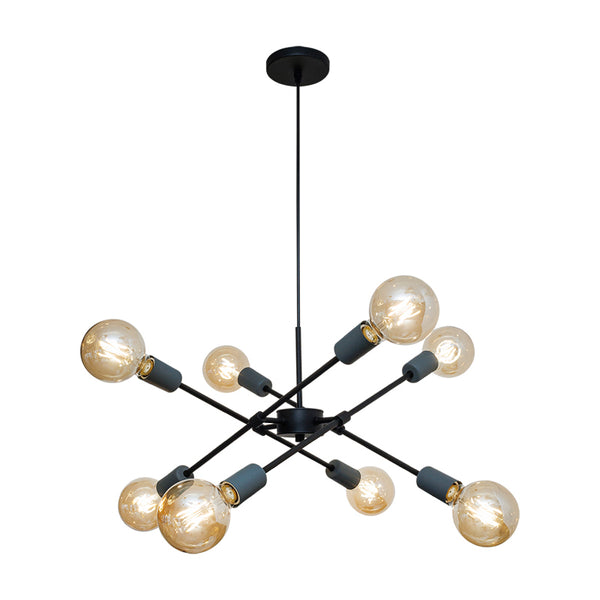 Lámpara Colgante 8 Luces Atemporal London Negro | Gris