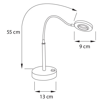 Plano técnico Lámpara de mesa 1 Luz Minimalista Saturno Negro