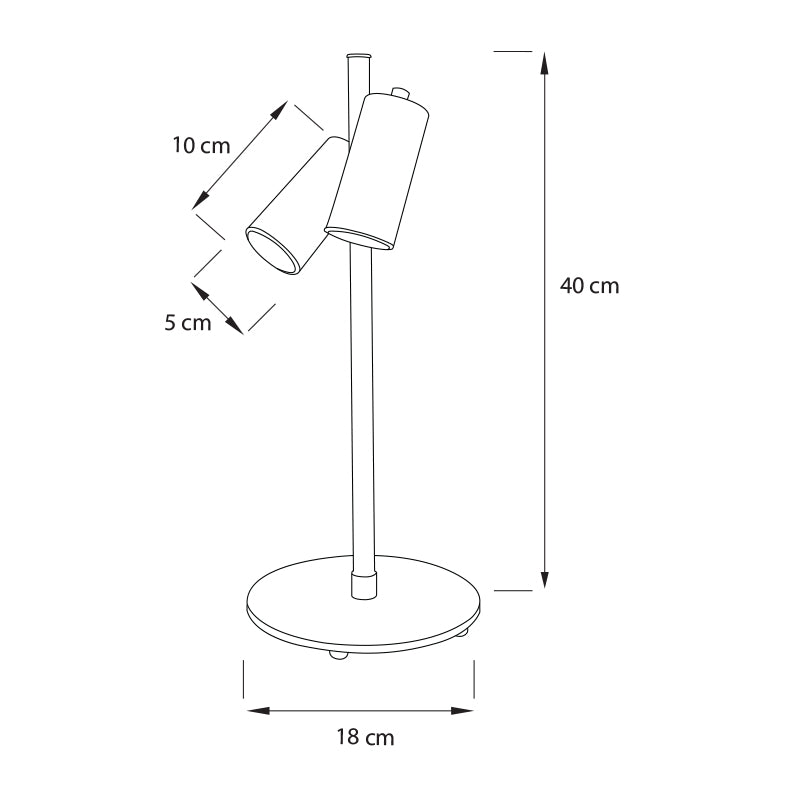 Plano técnico Lámpara de Mesa 2 luces Minimalista Milano Macadamia