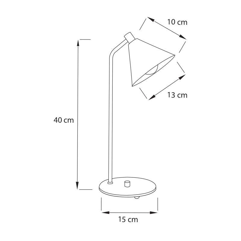 Plano técnico Lámpara de Mesa 1 Luz Industrial Capri