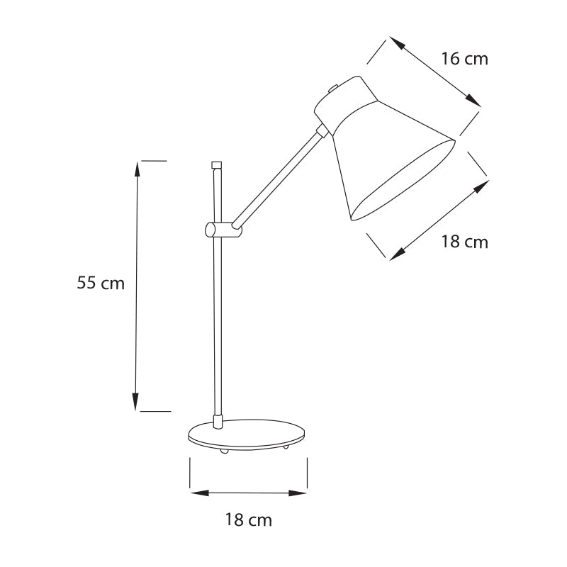 Plano técnico Lámpara de Mesa 1 Luz Industrial Ventura