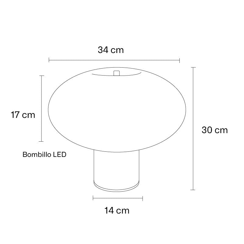 Plano técnico Lámpara de Mesa 2 Luces Moderna Polaris Grande