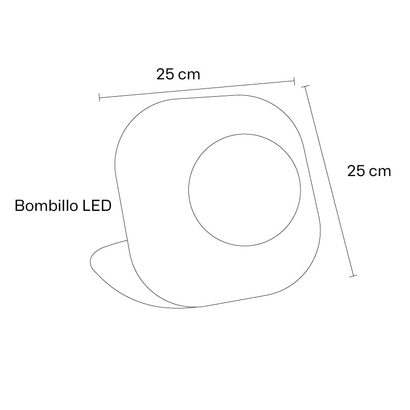 Plano técnico Lámpara de Mesa 1 Luz Industrial Quad Negro