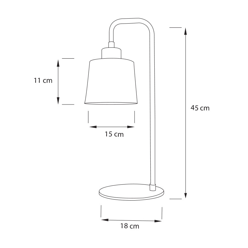 Plano técnico Lámpara de Mesa 1 Luz Industrial Marsella