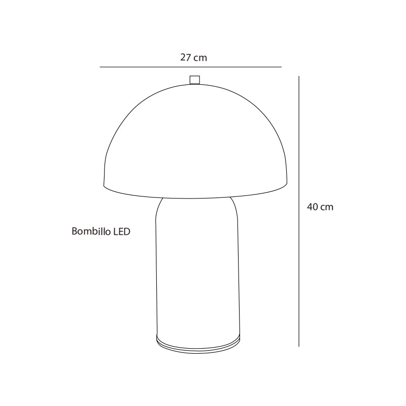 Plano técnico Lámpara de Mesa 2 luces Moderna Rossi Pequeña