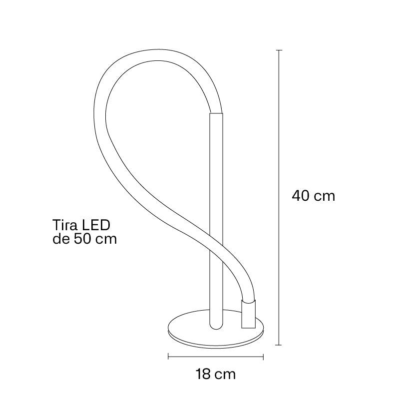 Plano técnico Lámpara de Mesa 1 luz Minimalista Flexlamp Negro