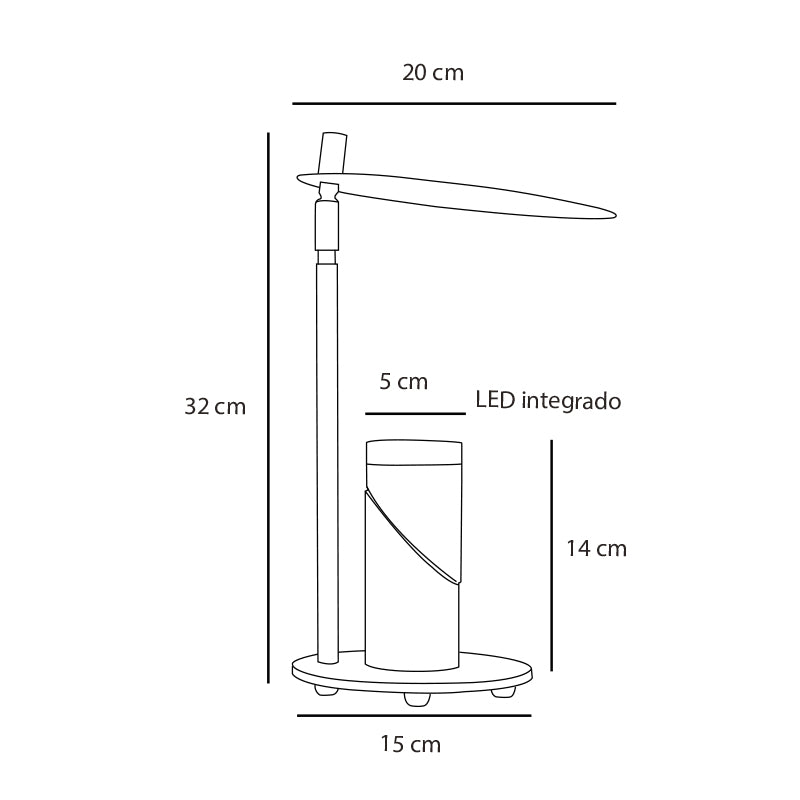 Plano técnico Lámpara de Mesa 1 Luz Industrial Moon