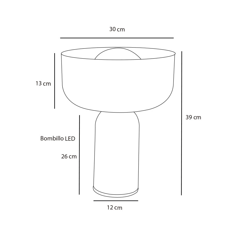 Plano técnico Lámpara de Mesa 1 Luz Moderna Doha