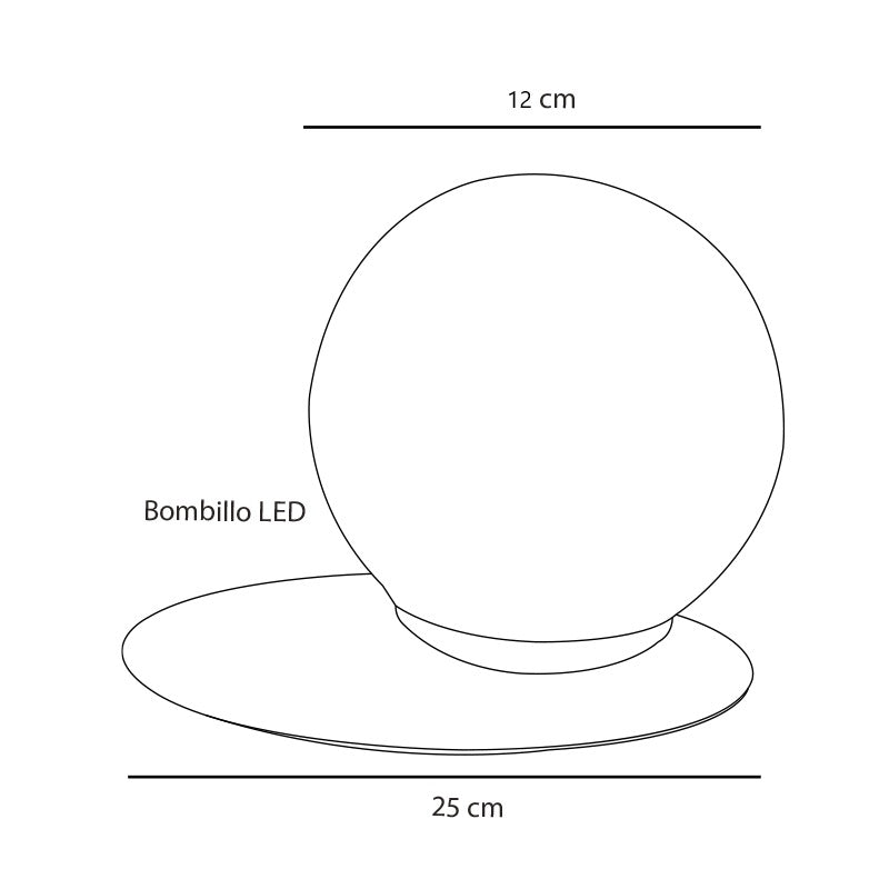 Plano técnico Lámpara de Mesa 1 Luz Moderna Bow D25