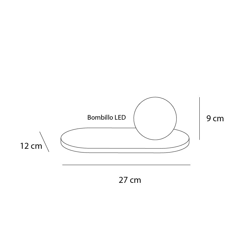 Plano técnico Lámpara de Mesa 1 Luz Moderna Stone B8