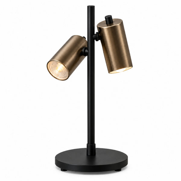 Lámpara de Mesa 2 Luces Minimalista Milano Negro Bronce