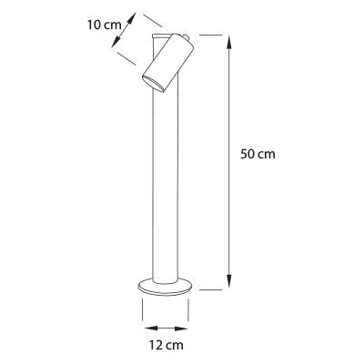 Plano técnico Lámpara de Pie 1 luz Minimalista para Exterior Milano