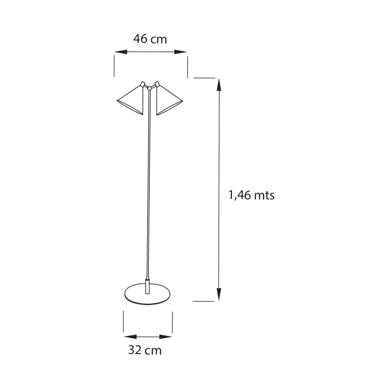Plano técnico Lámpara Pie 2 Luces Industrial de piso Capri