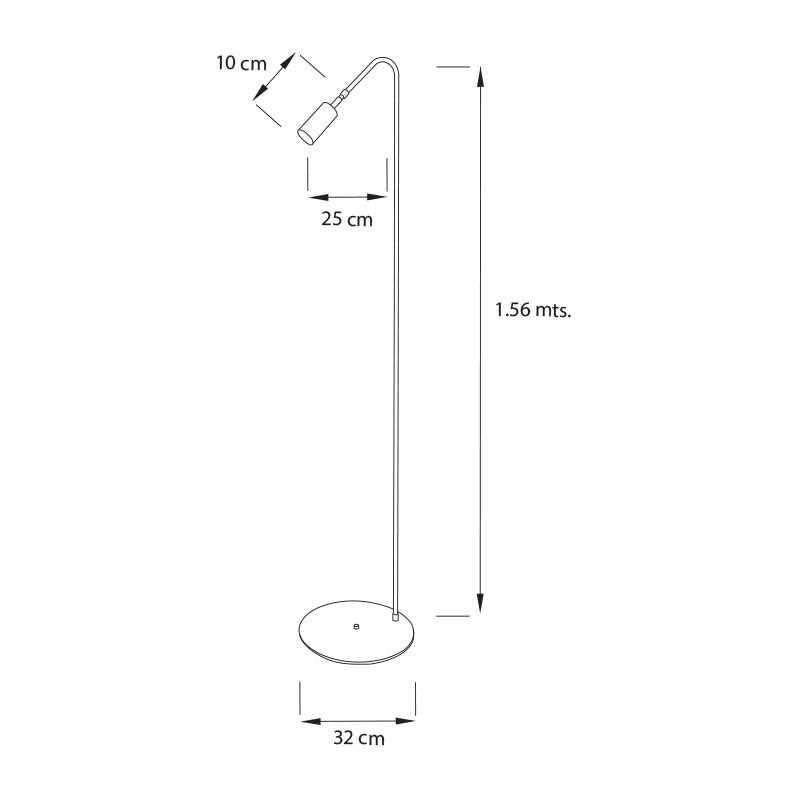 Plano técnico Lámpara Pie 1 Luz Minimalista de piso Milano Curve