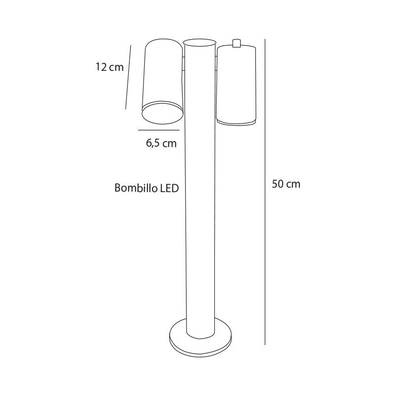 Plano técnico Lámpara de Pie 2 luces Minimalista para Exterior Onix