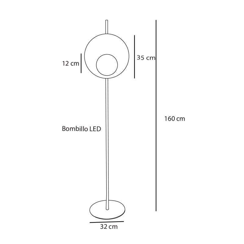 Plano técnico Lámpara de Pie 1 Luz Minimalista Diameter B12