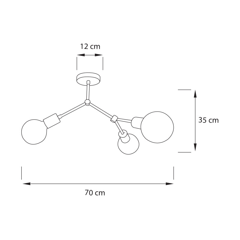 Plano técnico Lámpara Plafón 3 Luces Moderna para techo Lisboa #2 Macadamia