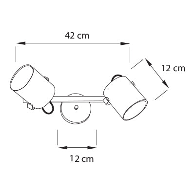 Plano técnico Lámpara Spot 2 luces Industrial para techo o pared Omega