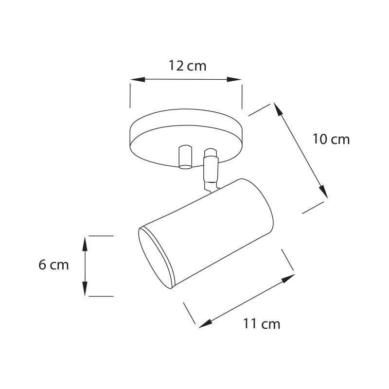 Plano técnico Lámpara Spot 1 Luz Industrial para techo o pared Onix