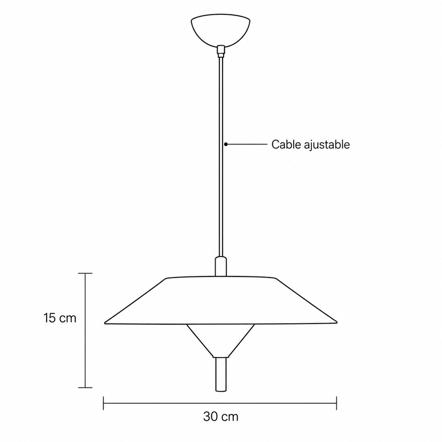 Plano técnico Lámpara Colgante 1 Luz Swiss Macadamia
